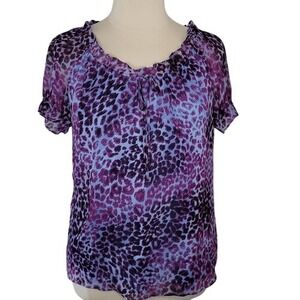 Izod Purple‎ Animal Print Top